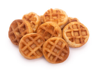 Group of small round tasty waffles