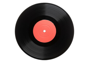 Black vinyl record PNG isolated on transparent background, vintage music disc for DJ turntable and audio listening