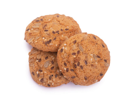 Grain cereal cookies isolated on white background