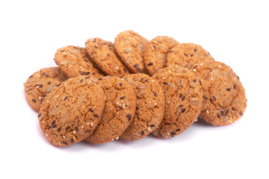 Grain cereal cookies isolated on white background