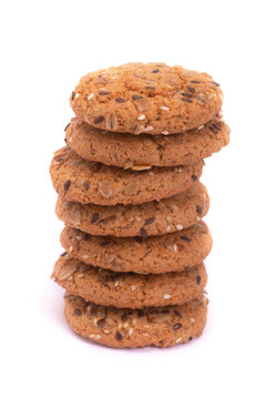 Grain cereal cookies isolated on white background