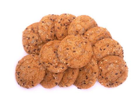 Grain cereal cookies isolated on white background