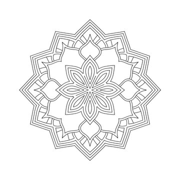 nonagon mandala illustration vector style coloring page 
