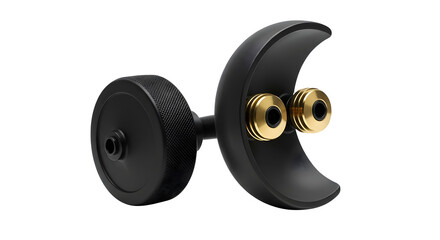 Black, gold design with grainy texture shows machine element with precise detail for product shots or technical presentations.