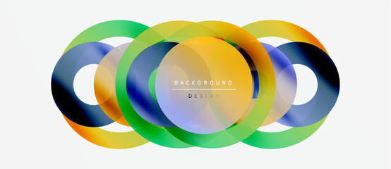 Fototapeta premium Abstract colorful circles overlap creating vibrant visual effect. Modern design element for backgrounds, presentations.