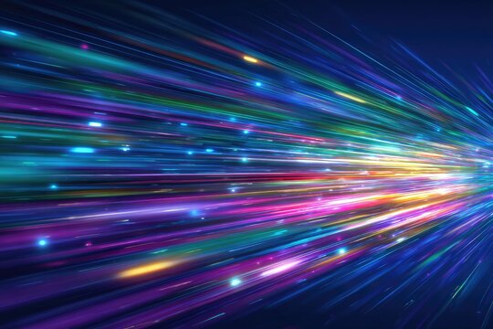 Abstract, colorful streaks of light creating a dynamic visual, suggesting speed and energy - Powered by Adobe