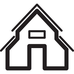Simple Outline Black And White Icon Of A House With A Transparent Background Representing Home And Shelter