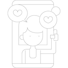 Minimalist Line Art of a Cute Bear Face with Heart Eyes on Transparent Background