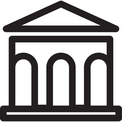Simple Outline Icon of a Classical Building with Arches and a Pediment on a Transparent Background Symbolizing Government or Education