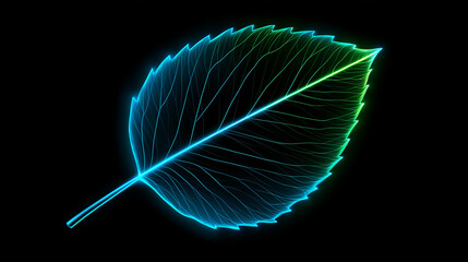 Abstract botanical neon leaf light line artwork