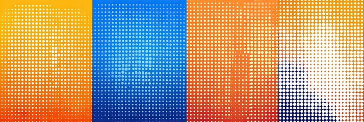 Abstract composition featuring a sequence of rectangles with a dotted grid, blending colors