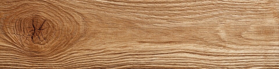 Naklejka premium A close-up view of a warm, textured wood surface, featuring a prominent knot detail