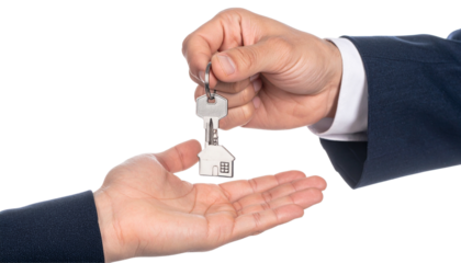 Real Estate Agent Hand Giving House Keys Bundle, Two Variations, isolated on transparent background