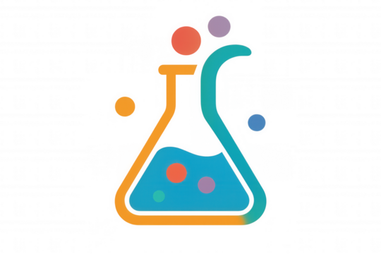 Chemistry experiment flask with colorful liquid and bubbles, symbolizing scientific research and education