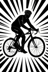Fototapeta premium Silhouette of a cyclist riding a bicycle Keywords: cyclist, bicycle, cycling, bike, rider