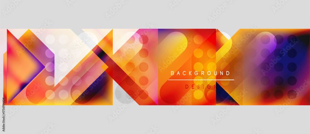Wall mural abstract geometric pattern. vibrant colors blend, creating modern background. shapes overlap, formin