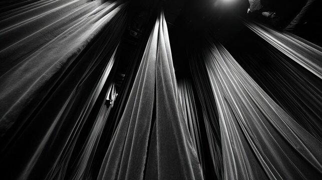 audience. Multiple layers of theater curtains opening in deep perspective. event programs, museum guides, designed for cultural heritage projects and event programs, used by supply chain planners.