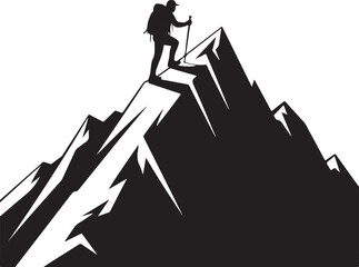 A mountaineer hiking on the mountain.