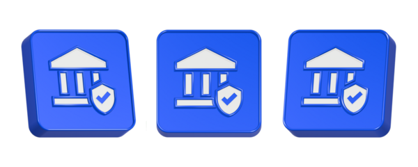 3d rendering design of banking application icon symbol in blue frame