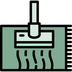 Stylized Icon of a Vacuum Cleaner Head Cleaning a Green Carpet with Black Outline and Transparent Background