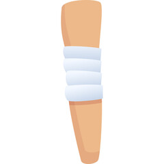 Stylized Illustration of a Bandaged Finger or Toe in Cartoon Style with Peach Skin Tone and White Bandage Wrapping
