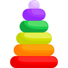 Stacking Ring Toy With Vibrant Rainbow Colors Isolated On White Background Simple Colorful Preschool Development Toy