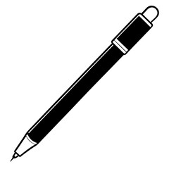 Black and white illustration of a pen on a white background