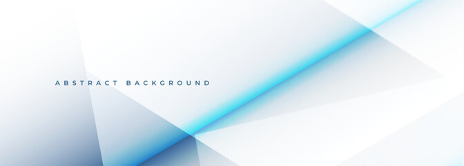 White modern abstract wide banner with blue line and geometric shapes. White and blue abstract background. Vector illustration