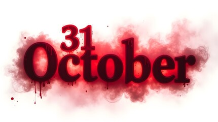 Scary horror typography of 31 October with red smoke and ink explosion effect
