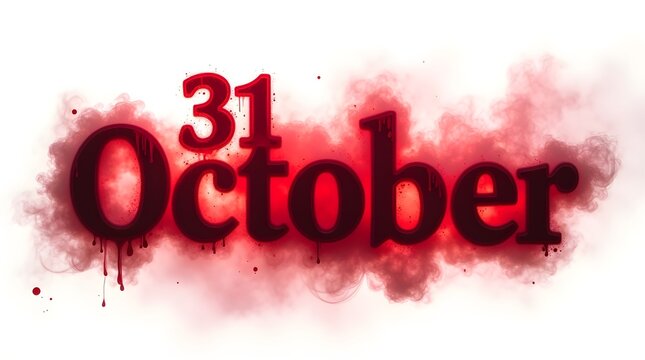 Scary horror typography of 31 October with red smoke and ink explosion effect - Powered by Adobe