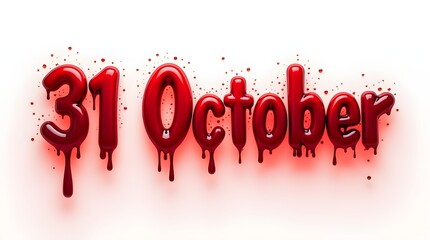 Creepy horror 31 October typography with blood splash and shadow depth lighting