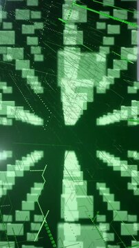 Animation of network of envelope icons and online security padlock over computer circuit board