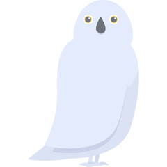 Minimalist Vector Art Of A White Owl With Yellow Eyes Standing Against A Transparent Background