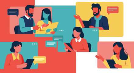 Fototapeta premium Diverse People Engaging in Virtual Online Meeting.