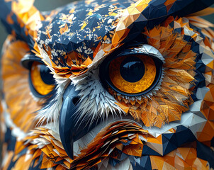 3D Close-Up of an Owl