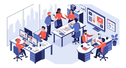 Modern Office Team Working on Business Projects.
