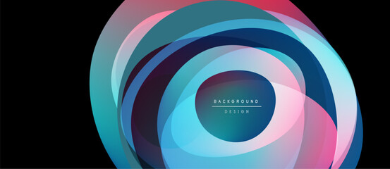 Obraz premium Abstract layered circles, vibrant colors blend. Modern design, central glow creates depth, visual appeal. Background element for projects.