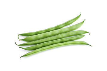 Fresh green beans isolated on white background