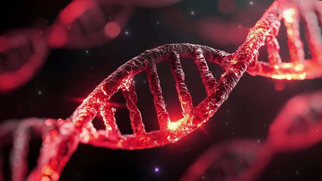 Dna. glowing mutant dna strand. dna background.