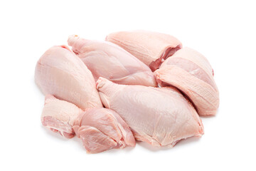 Raw turkey meat isolated on white background with spices.