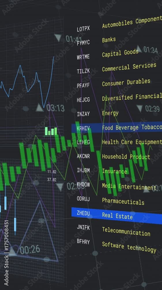 Poster animation of statistics and financial data processing