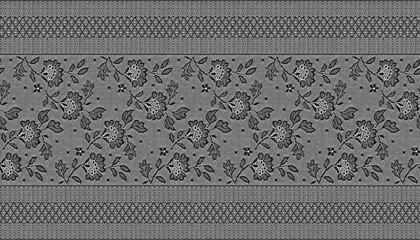 A seamless black lace border with a floral pattern.