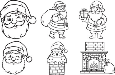 set of cartoon Santa Claus transparent background and editable file