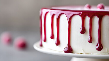 Close up of melting christmas cake dripping with colorful icing for festive dessert inspiration