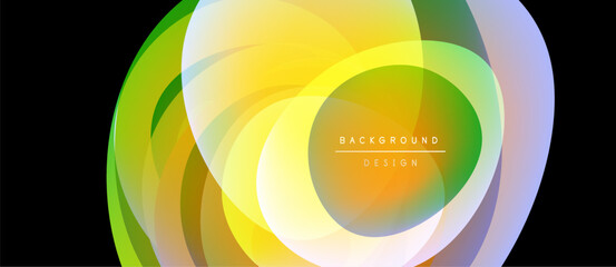 Obraz premium Abstract colorful layers create dynamic visual effect. Gradient hues blend, forming circular shapes. Modern design element for backgrounds.