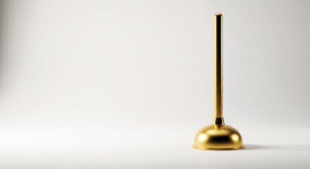 Golden toilet plunger on a minimalistic background for World Toilet Day
