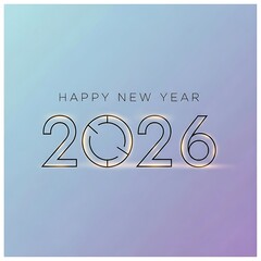 Modern geometric happy new year 2026 text design with gradient background
