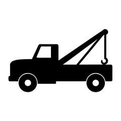 Vector art of silhouette of a tow truck, a symbol of roadside assistance, vehicle recovery, and the automotive industry, showcasing transportation and emergency services
