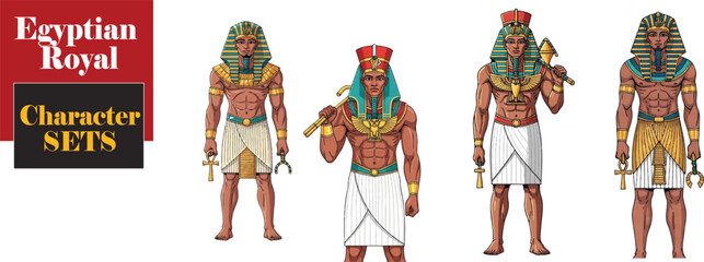 Egyptian Royal Character Group – Pharaoh and Priestly Figures