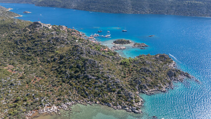 Naklejka premium Aerial View of Kalekoy Village in Antalya, Turkey